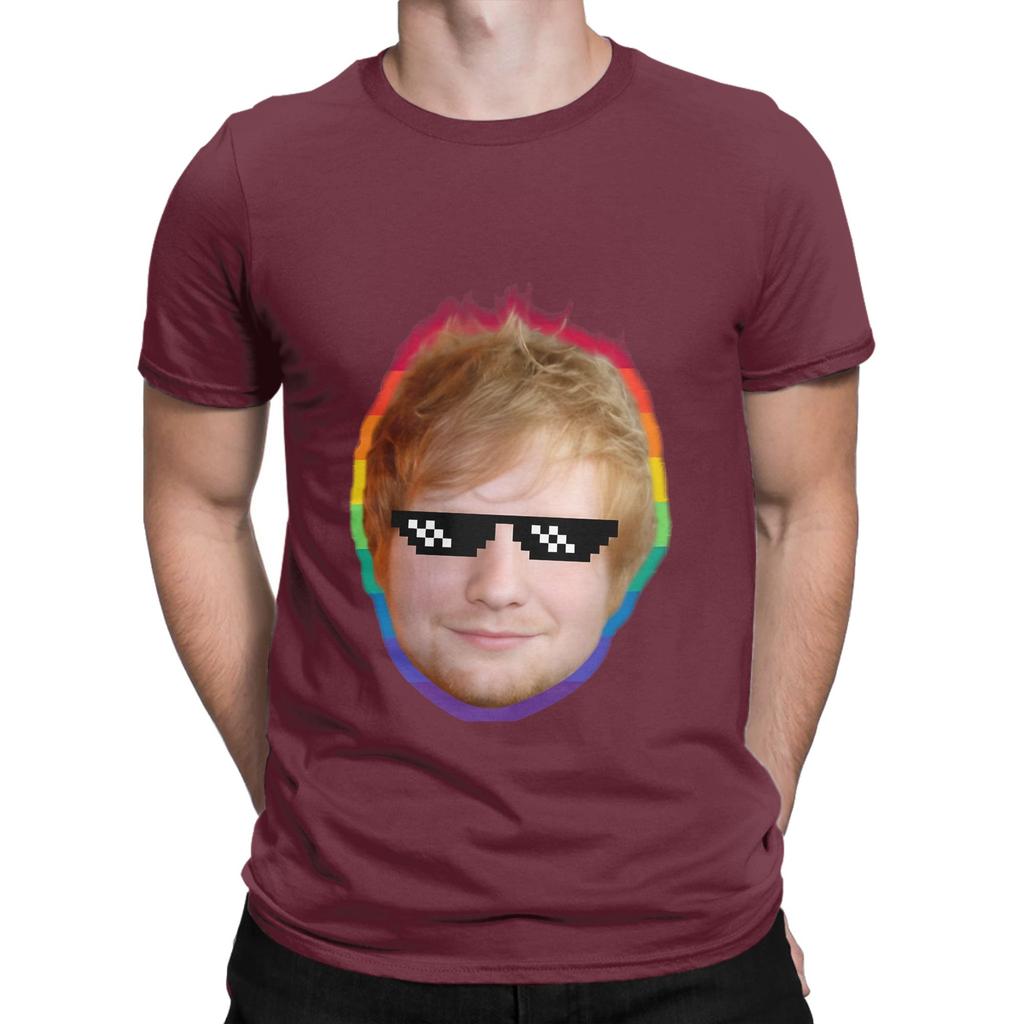 Singer Face And Rainbow Outline Funny 100 Cotton TShirt EEd Sheeran Tops Tees For Unisex