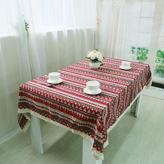 Table Cloth With Tassel Printing Bohemia Vintage Tablecloth Linen Rectangular Elegant Table Cover Wedding Party Home Textile