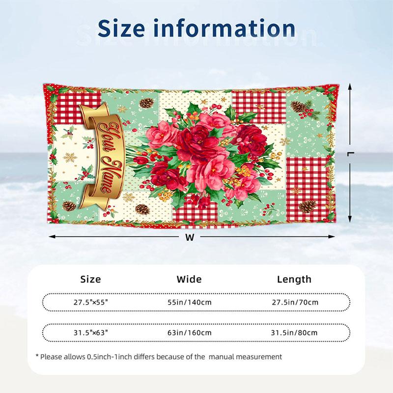 Christmas Theme Beach Towel Personalized Custom Name & Text Soft Quick Dry Beach Towel for Swimming Travel