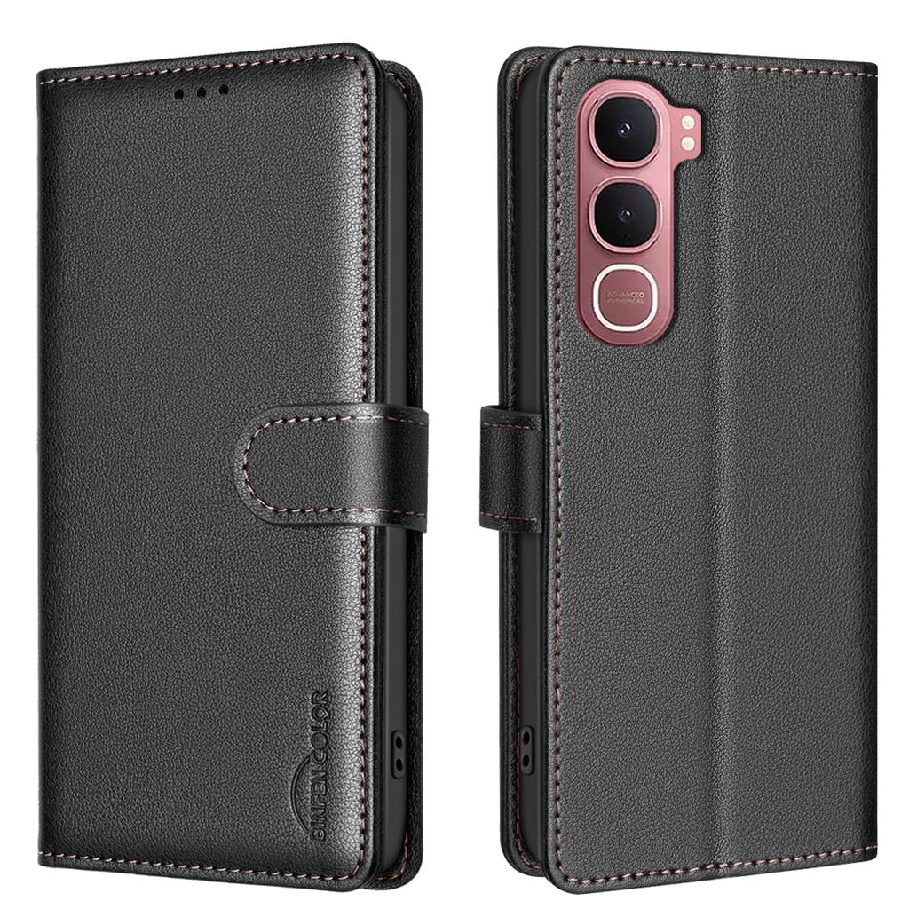 For vivo Y31 5G Leather Case BINFEN COLOR BF32 Wallet RFID Blocking Phone Cover