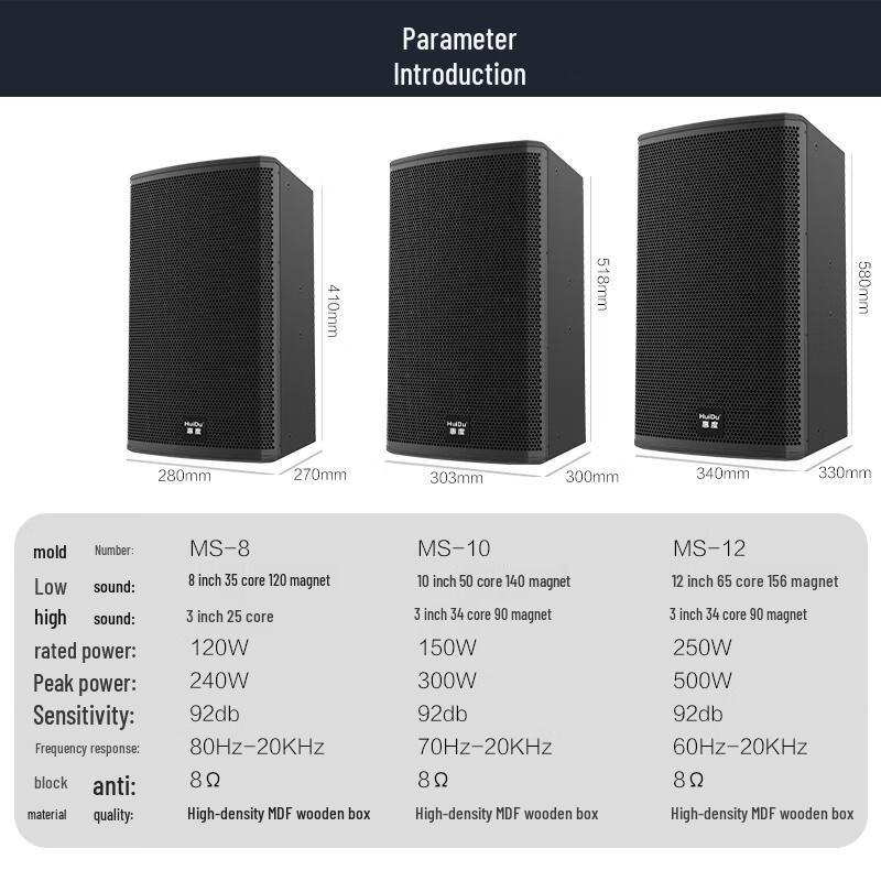 HuiDu MS-8 Professional Full-Range Passive Stage Speaker