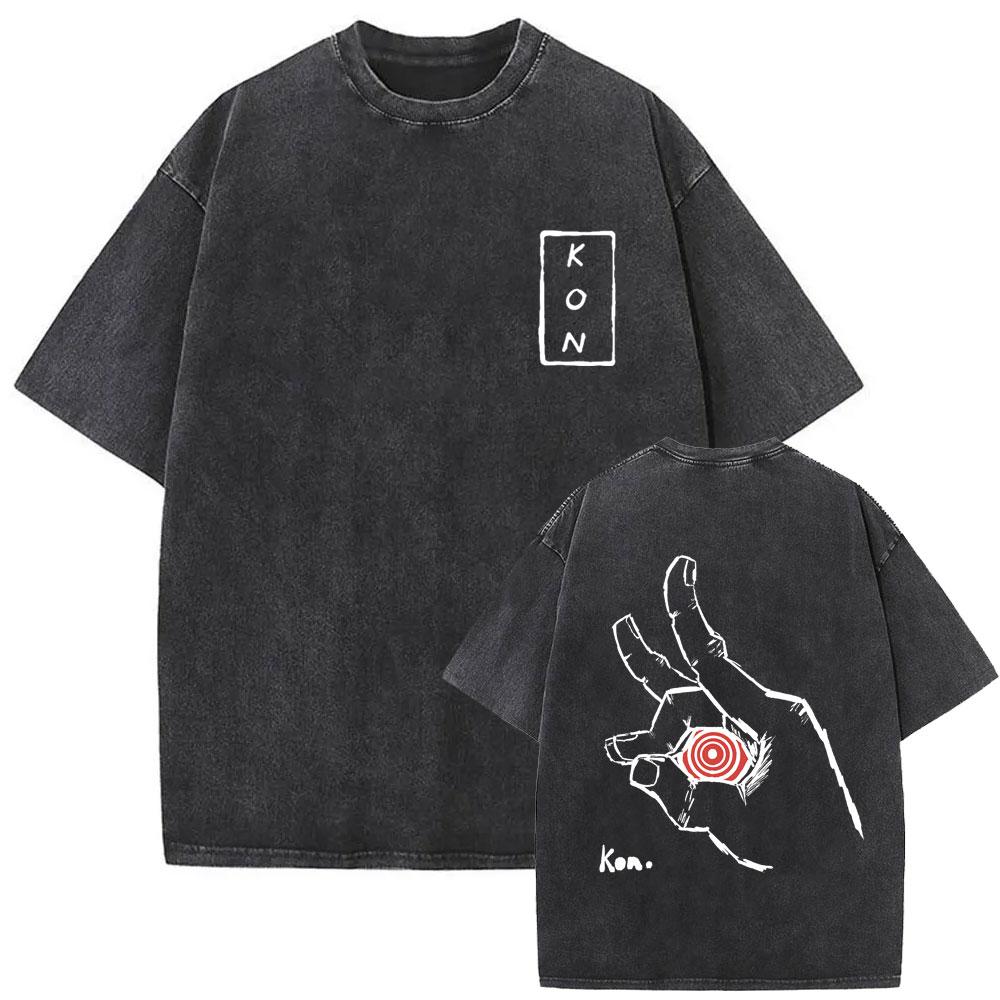 Anime Chainsaw Man Vintage Washed T-shirt Hayakawa Aki Summon Kon Fox Devil Graphic T Shirts Men Women Casual T-shirts