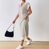 Women's Summer Sexy Knitted Striped V Neck Long Dress