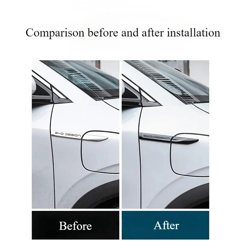 For BYD Yuan Plus ATTO 3 Car Body Fender Side Label Body Sticker Bright Black Carbon Fiber Pattern External Auto Accessories