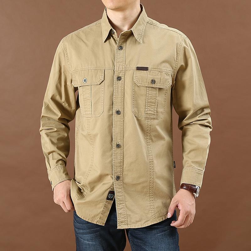 Men's Plus Size Casual Long-Sleeve Cotton Shirt - Spring/Autumn 2026 Collection
