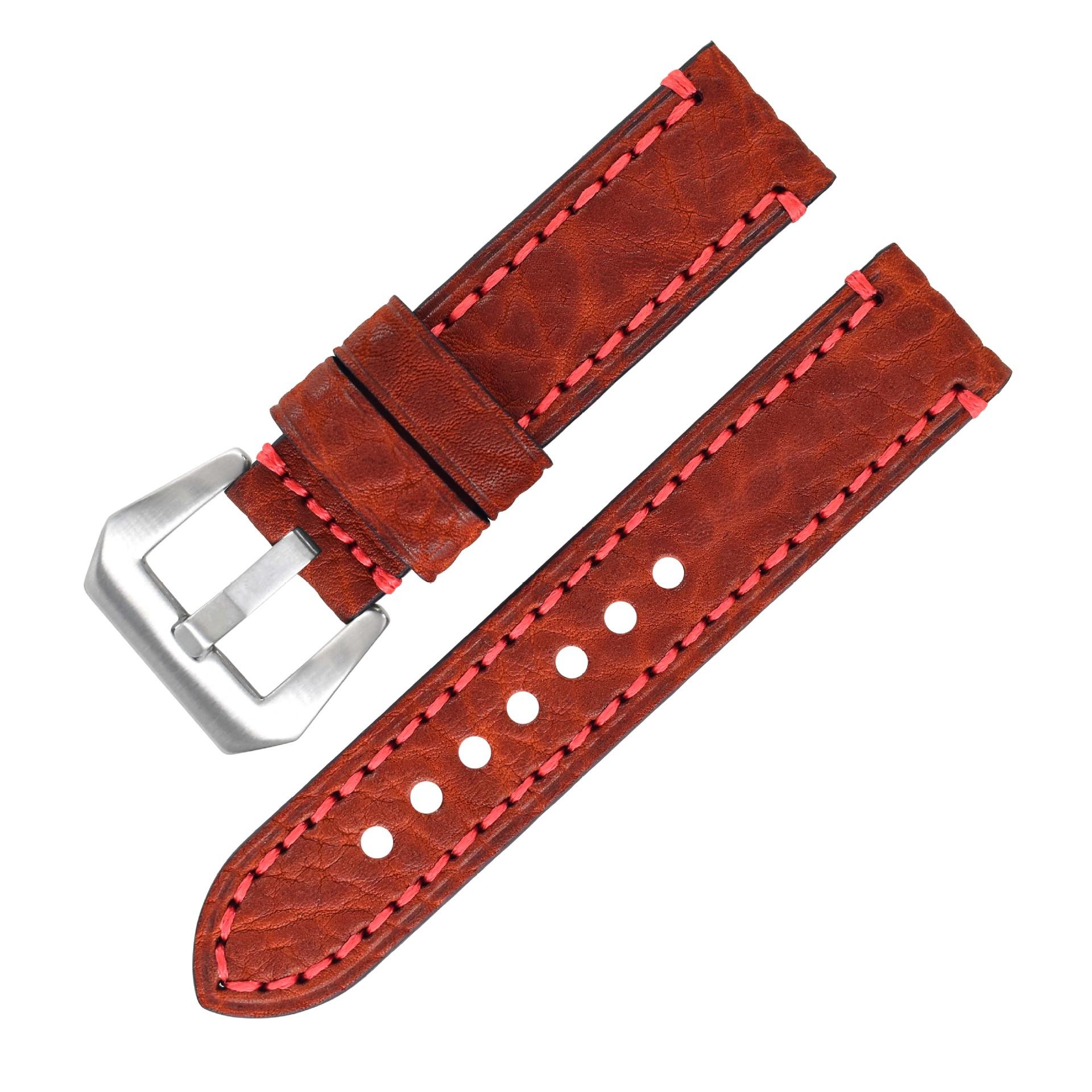 

Handmade Vegetable Tanned Cowhide Watch Strap Pure Leather Men, Double-Sided Leather Soft, Peihai Mechanical Watch Strap 18mm