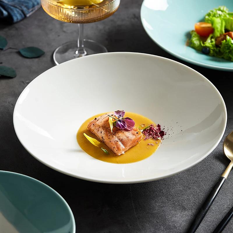Special-shaped Ceramic Pasta Plate Creative Salad Deep Soup White French Hotel Dish Tableware Kitchen Supplies