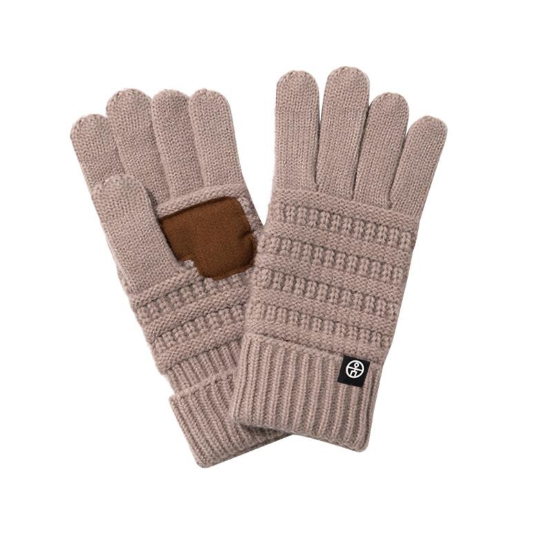 Winter Non-slip Knitted Gloves Warm Outdoor Windproof Wool Gloves Cycling Thickened Five-finger Touch Screen Gloves