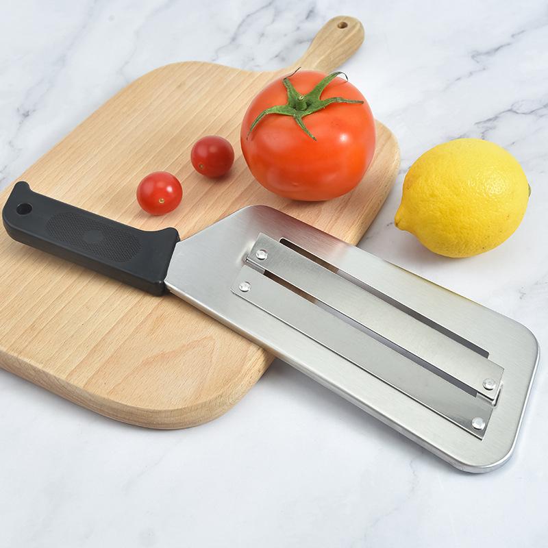 Víceúčelový kráječ brambor a škrabka na ovoce s dvojitými čepelemi pro domácí použití