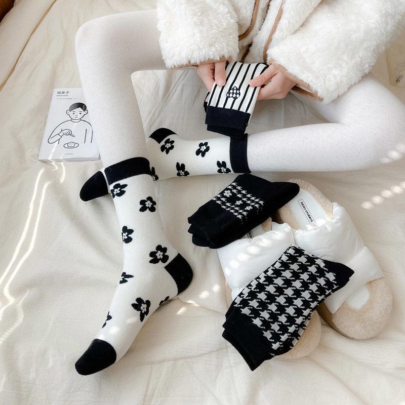 Cold Proof Socks for Women Mid Calf Socks Autumn and Winter Thickened Fleece Lined Warm Long Calf Terry Cloth Socks Long Calf Winter Looped Socks