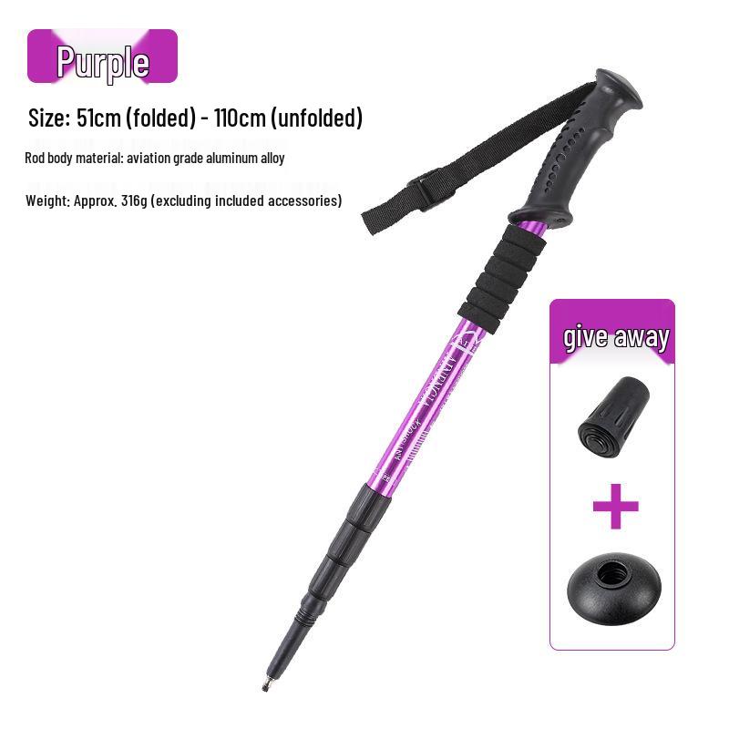 Ultra-Light Shock-Absorbing Aluminum Trekking Poles - Four-Section Telescopic Hiking Gear