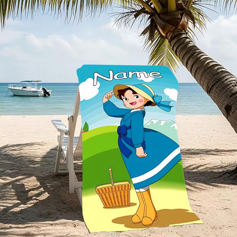 Customizable personalized beach towels Heidi themed designs.Suitable for the beach, yoga, sports;ideal as beach accessories