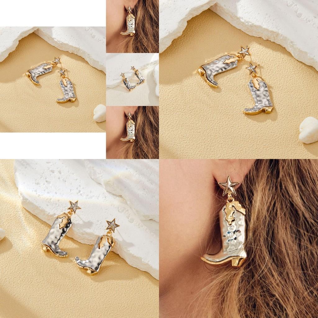Fashionable Vintage Five Pointed Star Alloy Earrings For Modern Womens Style