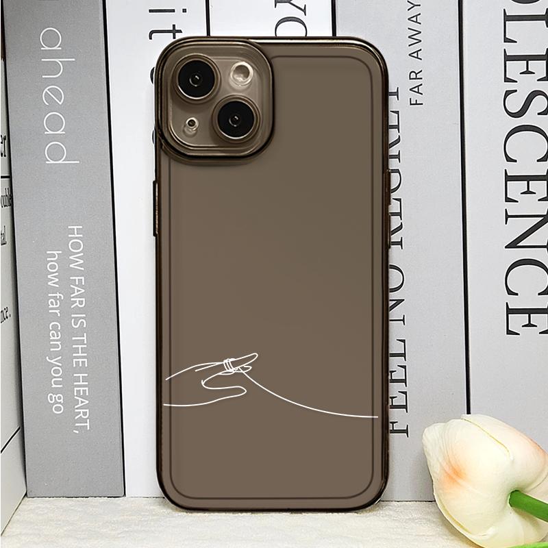Simple Lines Lovers Couples Phone Case for IPhone 16 Pro Max 15 14 13 12 11 Mini X XR XS SE2 7 8 14 Plus Soft Cover Paired Shell