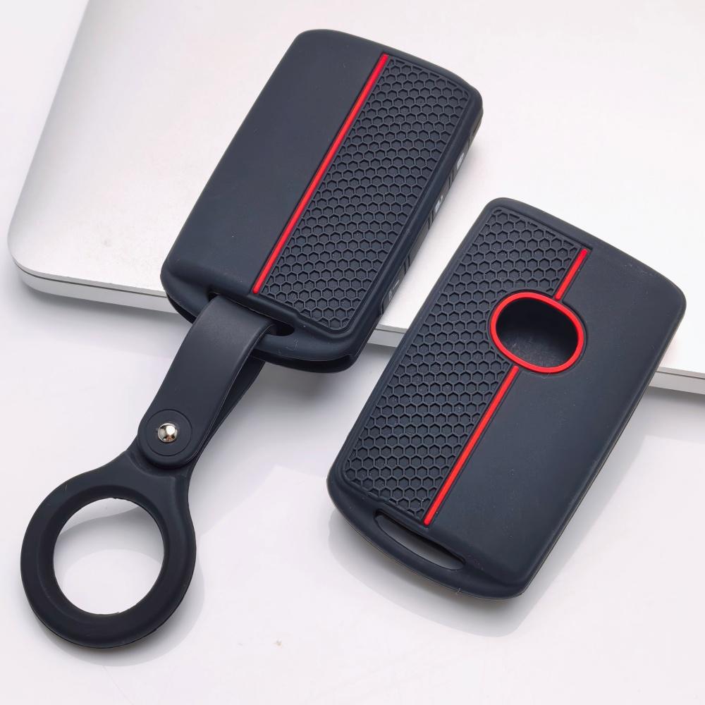 Silicone Key Fob Cover Compatible with Mazda 3 6 CX3 CX5 CX9 MX5 Miata Smart Key with 3 Buttons Lock Unlock and Hold Panic Function Soft Protective