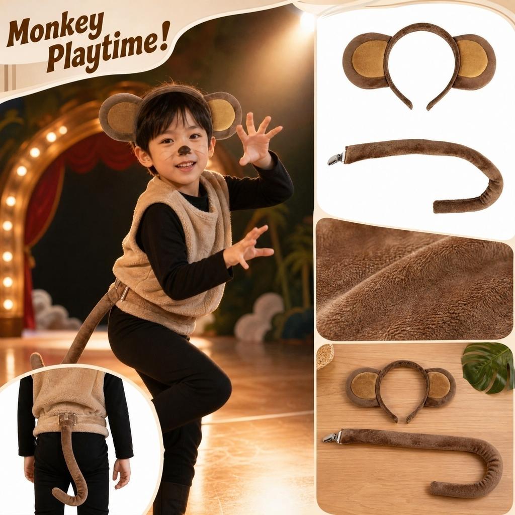 Ears Headband and Tail Costume Set for Animal Role Play