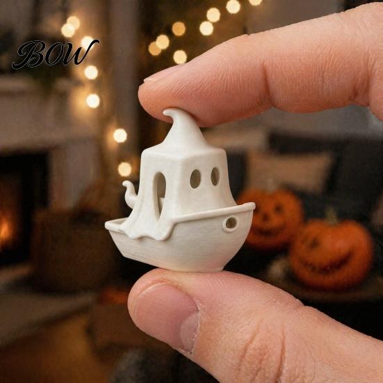 Durable Halloween Ornament 3D Printed Boat Figurine, Spooky Ghost Pumpkin Atmospheric Holiday Props Ship Statue for Party Tabletop Home Decor