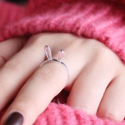 Student Fashion Rabbit Ear Ring Einfache und übertriebene kindliche super süße Sternzeichen Kaninchen Jade Kaninchen Ringöffnung