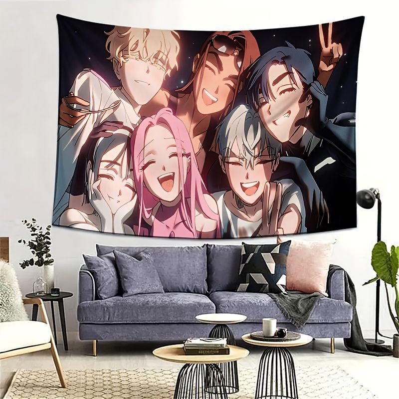 Han Man Heals anime Tapestry Background Hanging Cloth Manfan Girl Anime Clock in Wall Decoration Room Decoration