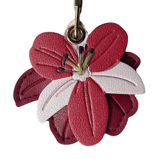 Keychain Pendant Flower Shape Bag Pendant Imitation Leather Access Control Card Holder Protective Cover Car Keychain Hanging Ornament
