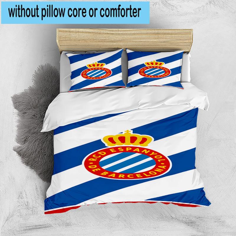 3PCS Football Espanyol Design Bedding Set,Including 1pc Duvet Cover And 2pcs Pillowcases Perfect for Bedroom, Dormitory, Fan Christmas gift