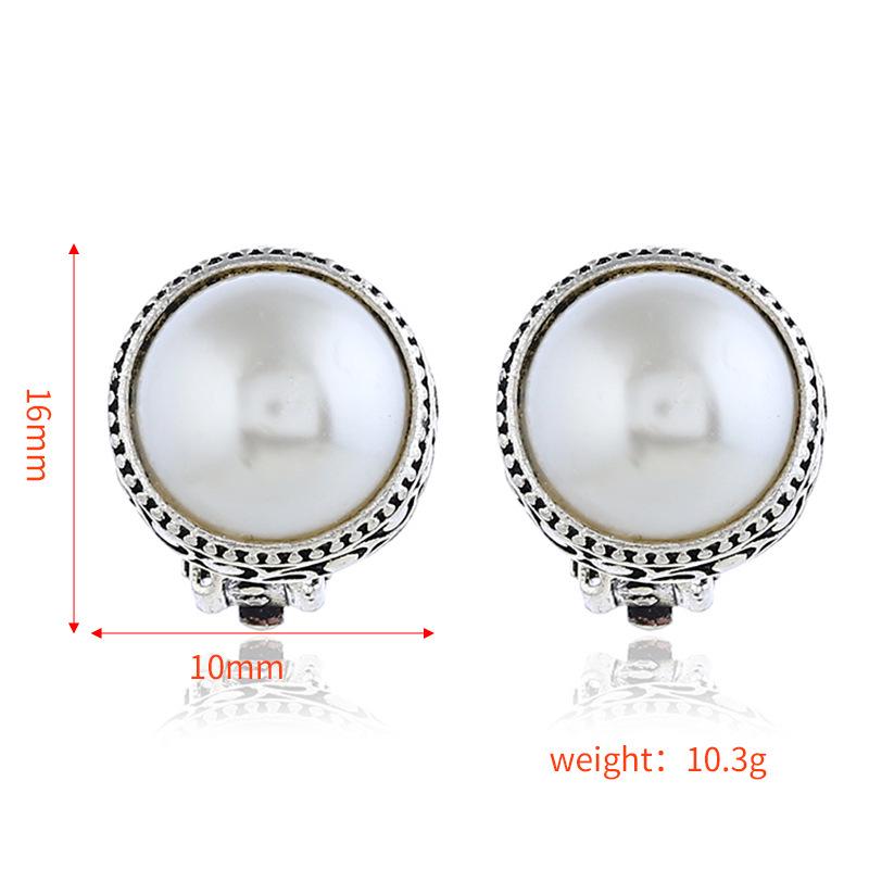 European American Fashion Copper Ear Clip with Pearls - Non-Pierced, Elegant Women's Earrings