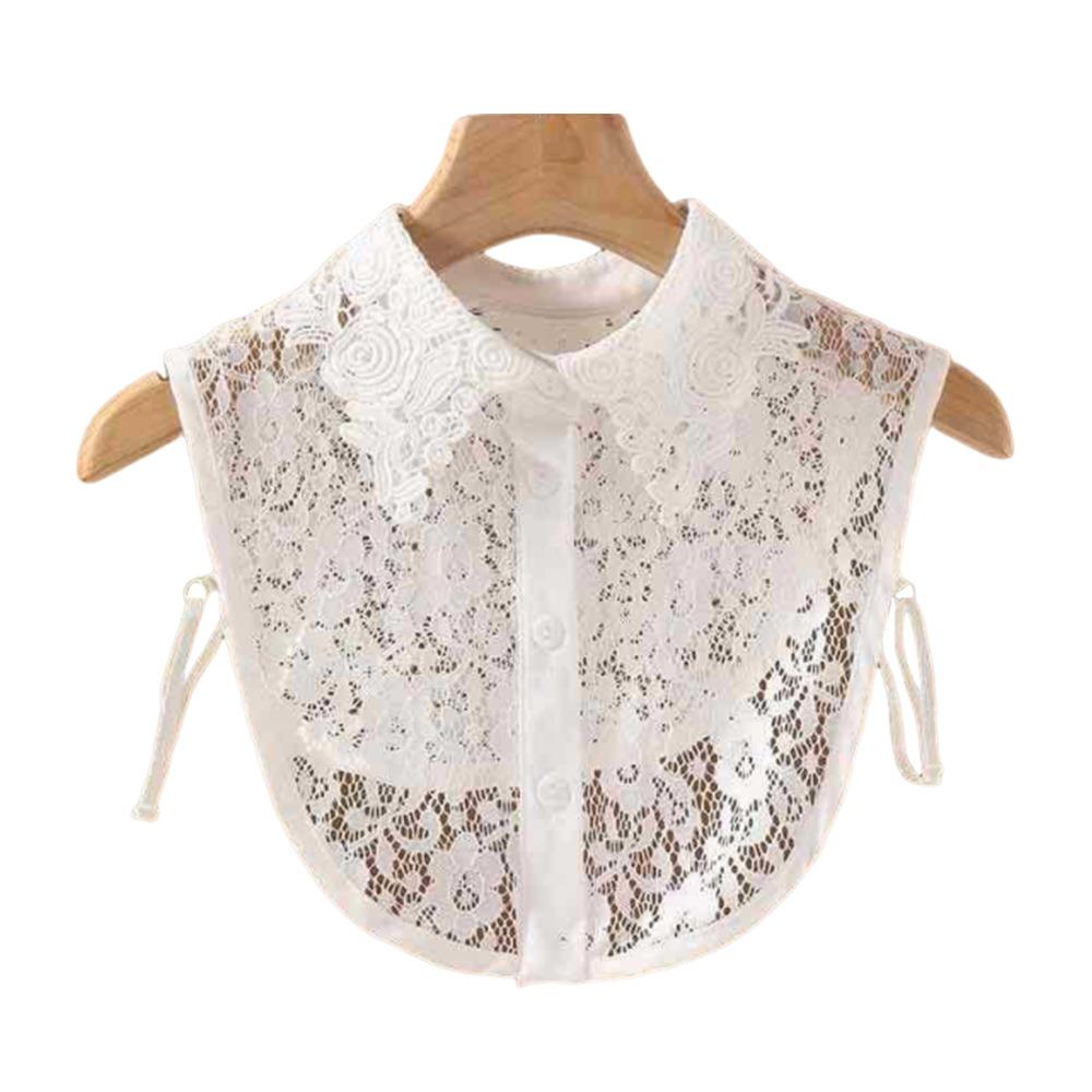 

Pure Color Fake Collar High Collar Blouse Collar Girls Accessory Soluble Weave Flower Women Wear білий