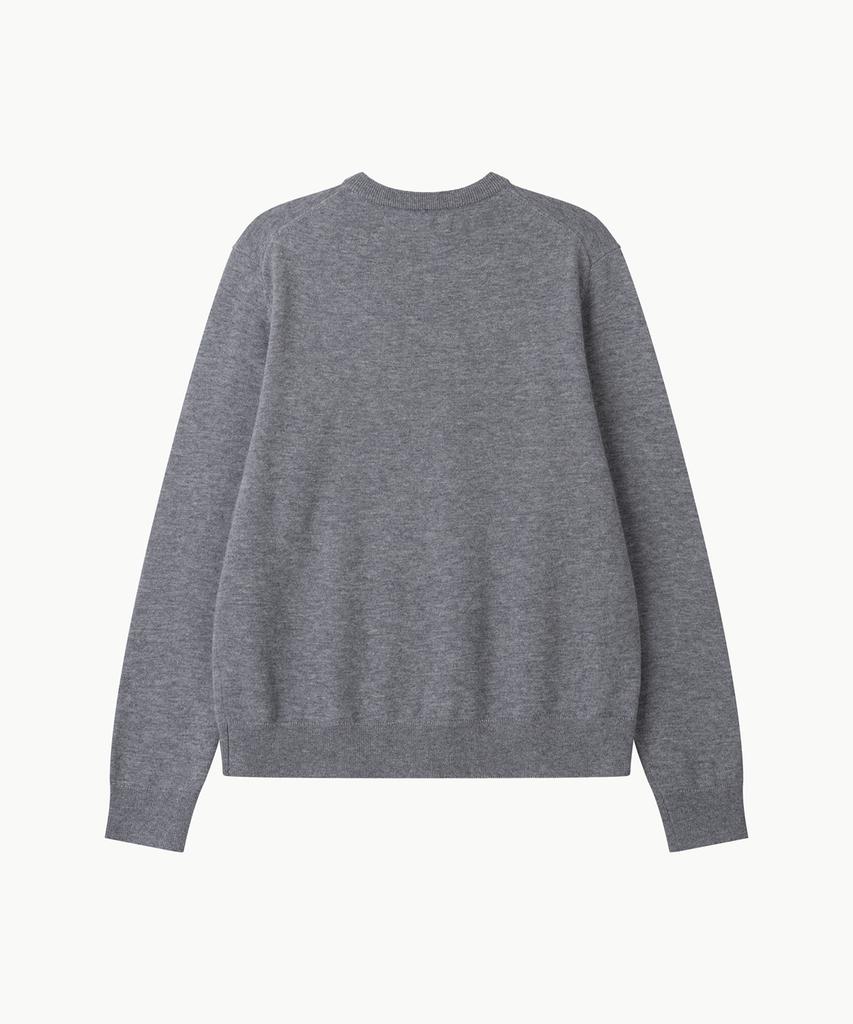 Leondi Fine Merino Wool V-Neck Knit - Gray