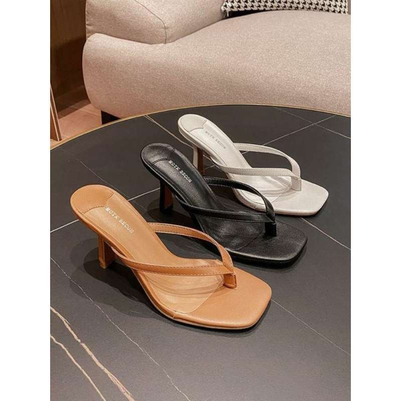 Mezzanine flip-flops shoes women's stiletto high heels, new models in summer 2025, fashionable outer wear, square head cool slippers, comfortable