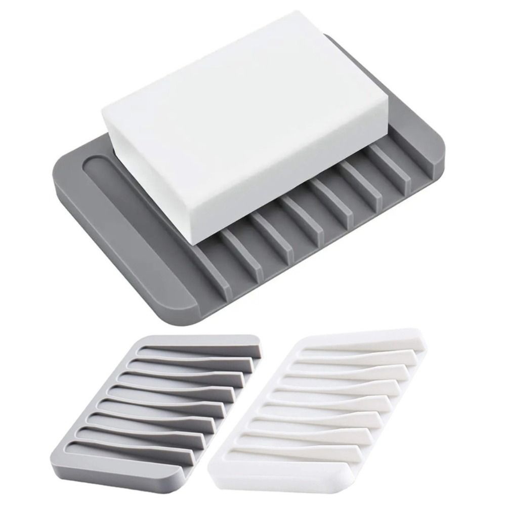2Pcs Self Draining Soap Container Silicone Soap Saver Tray Soap Dish Holder  Keep Soap Dry