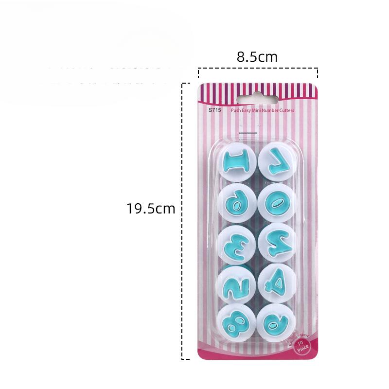 

26 Upper and Lower Case Letter and Number Cookie Spring Press Molds Fondant Cake Printing Press Molds Cutting Molds, Baking Tools 10PCS of numbers