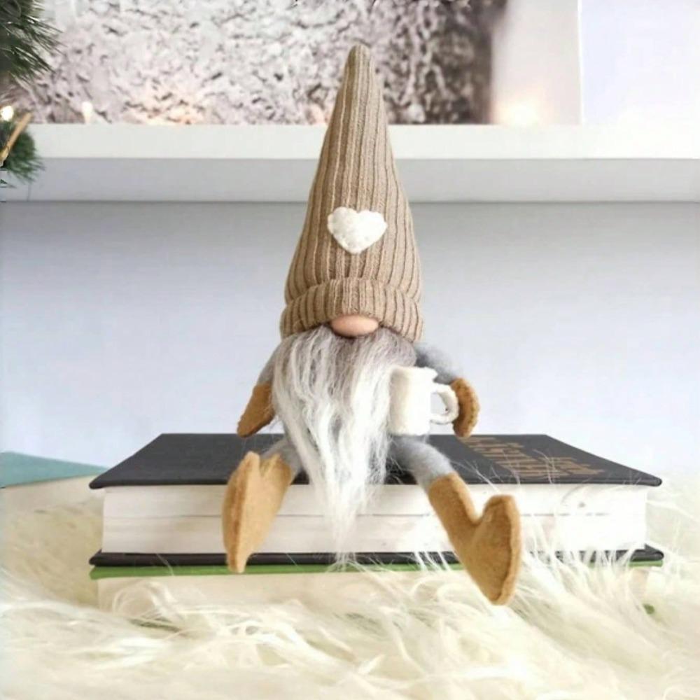 

Вязаная кукла-гном без лица с кофемолкой, Рождественское плюшевое украшение, Фигурка для декора дома и бара, Подарок