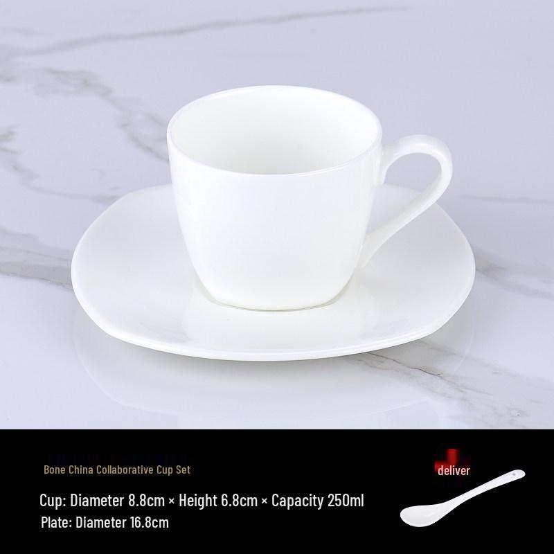 Luxurious Bone China Gold Rim Coffee Cup & Saucer Set - Pure White Ceramic English Style for Hotels and European Coffee Service