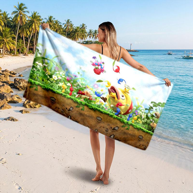 Large Beach TowelPikmin Soft Absorbent Towel Beach Bath Home Use