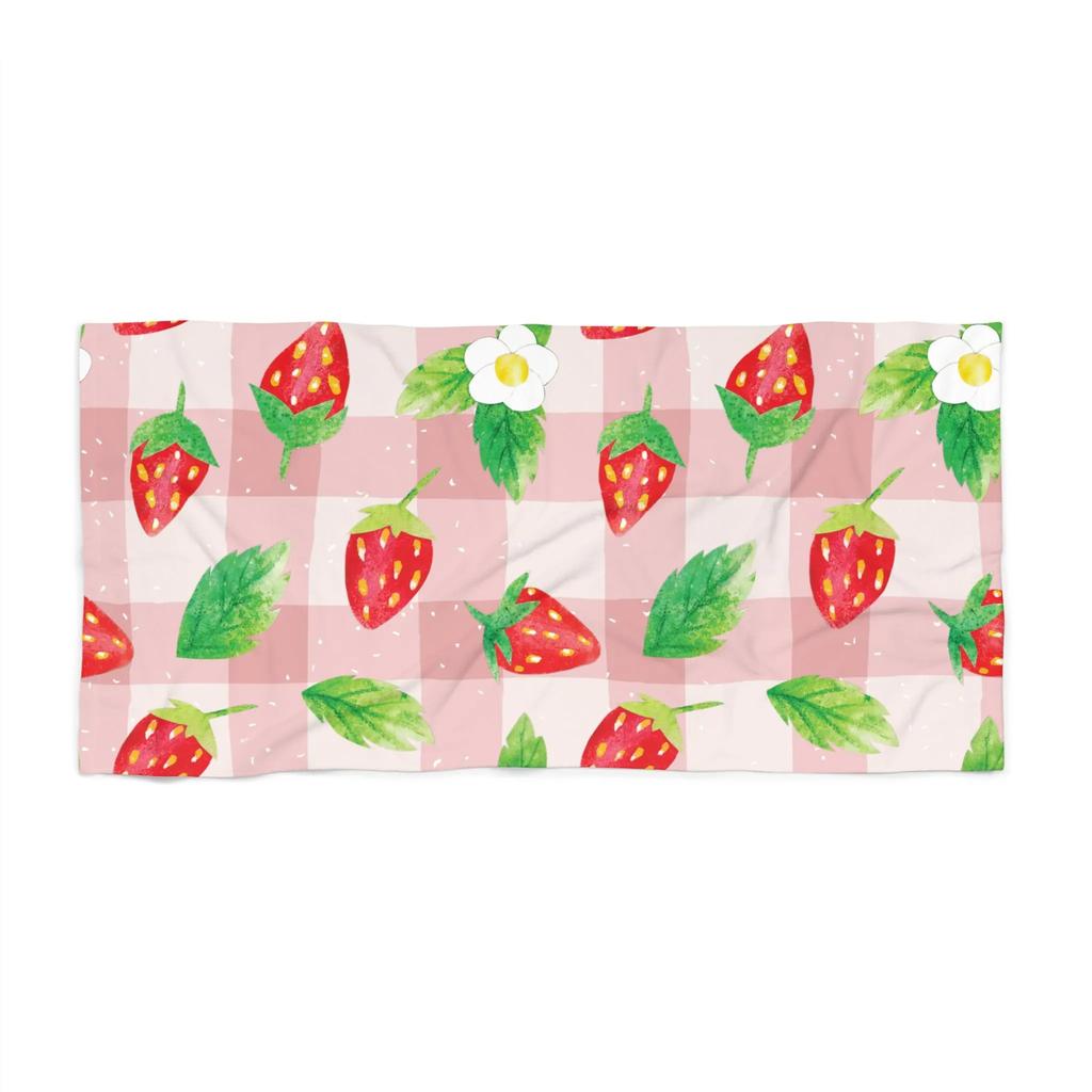 Fruit Checkered Beach Towel Microfiber Quick Dry Cute Lightweight Oversized Highly Absorbent for Beach Camping Photo Vacation