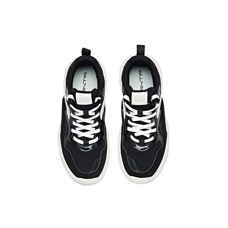 New Anta Anti Slip Wear Resistant Low Top Chunky Sneakers Women's Black White 122028887-3