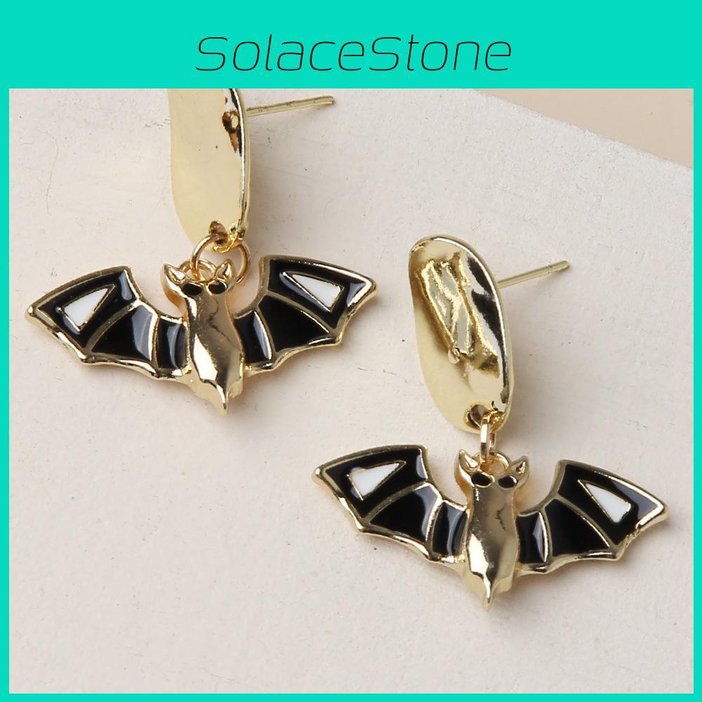 Halloween Bat Pendant Earrings With Electroplated Finish For Female Party Accessories