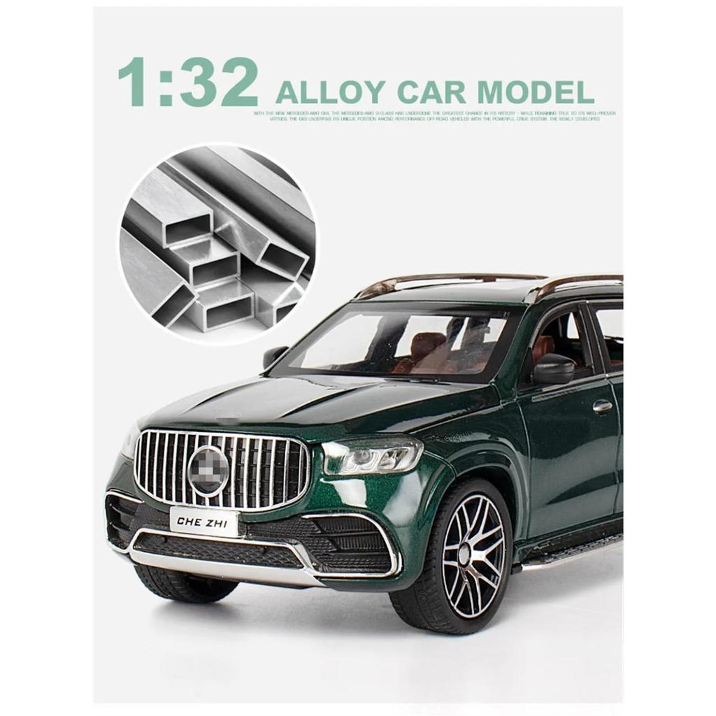 Modello di auto giocattolo in lega pressofusa Benz GLS63 AMG in scala 1/24, modello di auto giocattolo in metallo, SUV, con suono e luce, per bambini