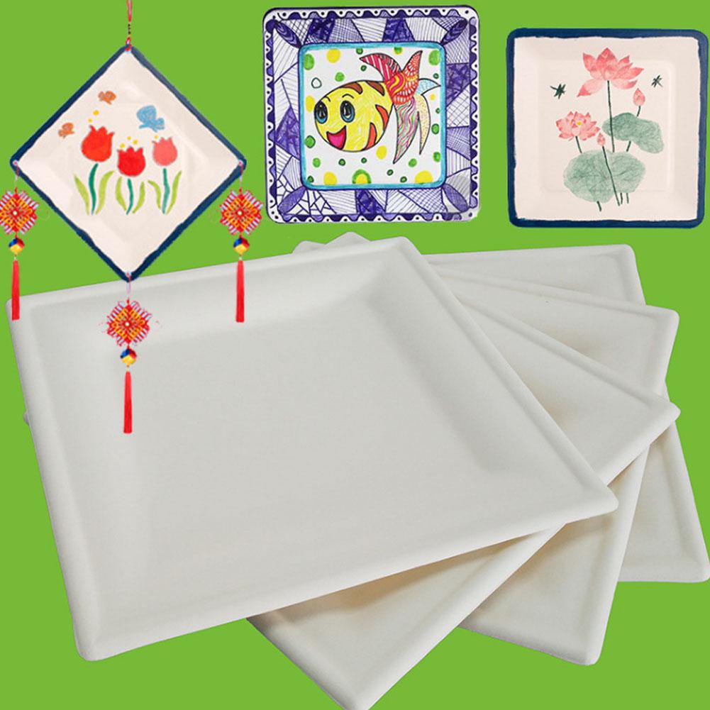 20pcs Square Disposable Paper Plates Cake Food Dishes Children Drawing DIY Crafts ToysM 20cm