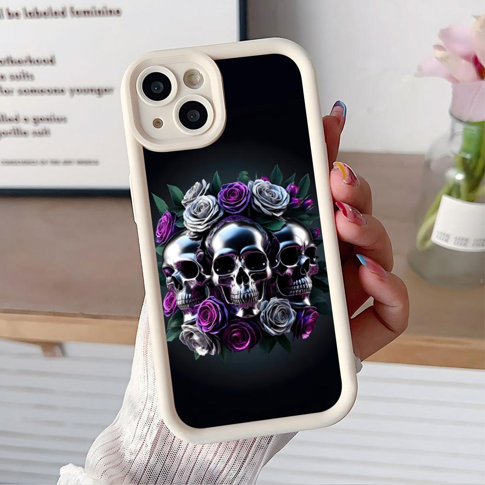

Серебряный Череп Утолщенный ТПУ Чехол для Мобильного Телефона для iPhone 17 16 15 14 13 12 11 Air Pro Max Plus Цветной Чехол iPhone 14 Pro