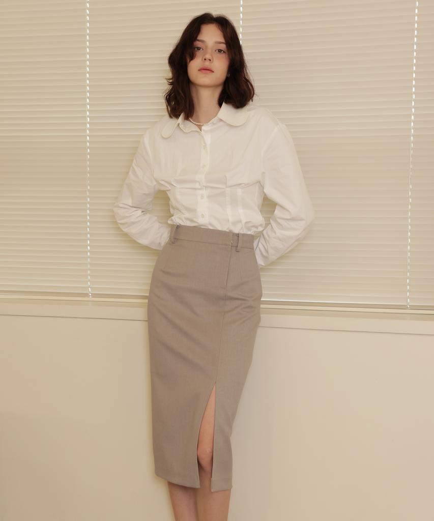 Leobeucham [Jennet Pencil Skirt_Grey Beige] Jennet Pencil Skirt_Grey Beige