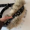 Women Belt Adjustable Length Imitation Leather Belt with Faux Fur