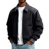 Men's Solid Color Pocket Zipper Jacket Men's Sports Large Size Casual Jacket