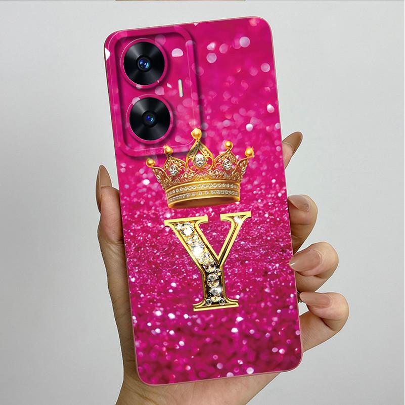 For Realme C55 RMX3710 Luxury Crown Letters Cover Soft Silicone Phone Case For Realme Narzo N55 C 55 RealmeC55 NarzoN55 Bumper