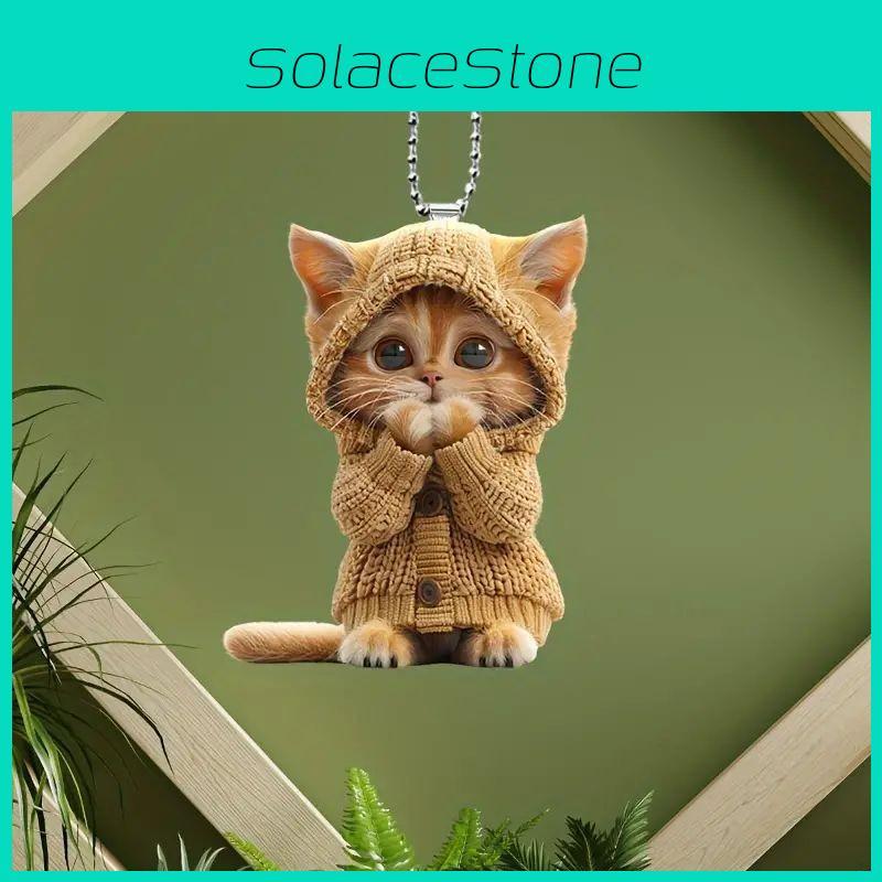 Acrylic Cat Car Ornament With Christmas Tree Decor For Vehicle Interior Enhancement