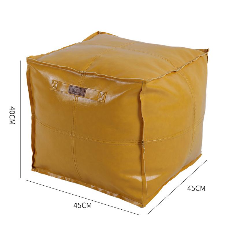 Unstuffed Pouf Cover No Filling Cushion Cover Oil Wax Leather Footstool Lazy Floor Futon Bedroom Decor Foot Stool Ottoman Cover
