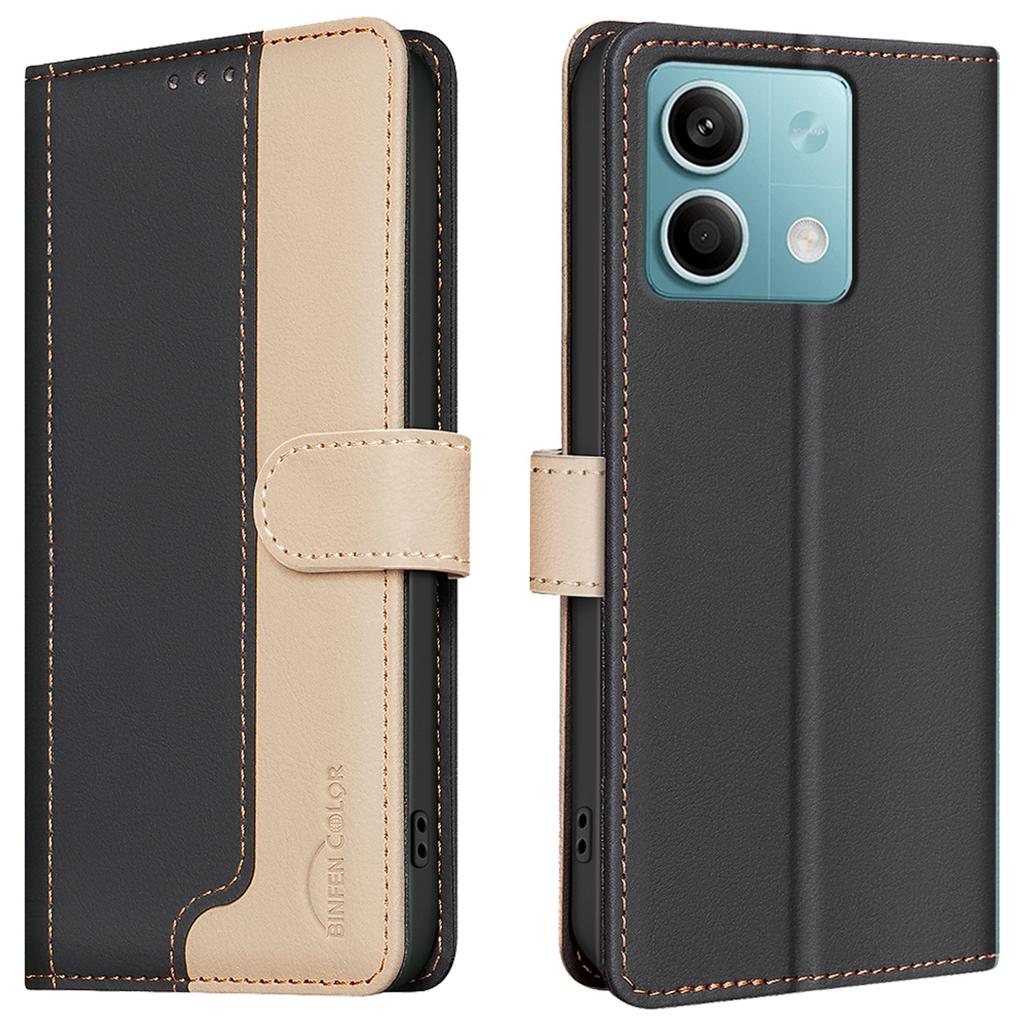For Xiaomi Redmi Note 13 5G Leather Case Splicing Color Wallet Cover