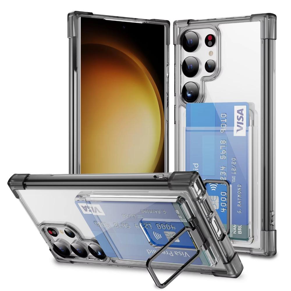 Acryl Transparente Halterung Brieftasche Kartenfach Handyhülle für Samsung Galaxy S25 S24 S23 S22 S21 Note20 Plus Ultra Hülle