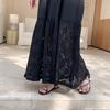Vintage Lace Spliced Summer Dress  Plus Size Women Casual Loose Long Black Basic Dress