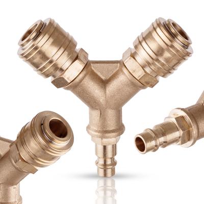 Pneumatic Air Splitter Tee for Compressor 1/4 2-Way